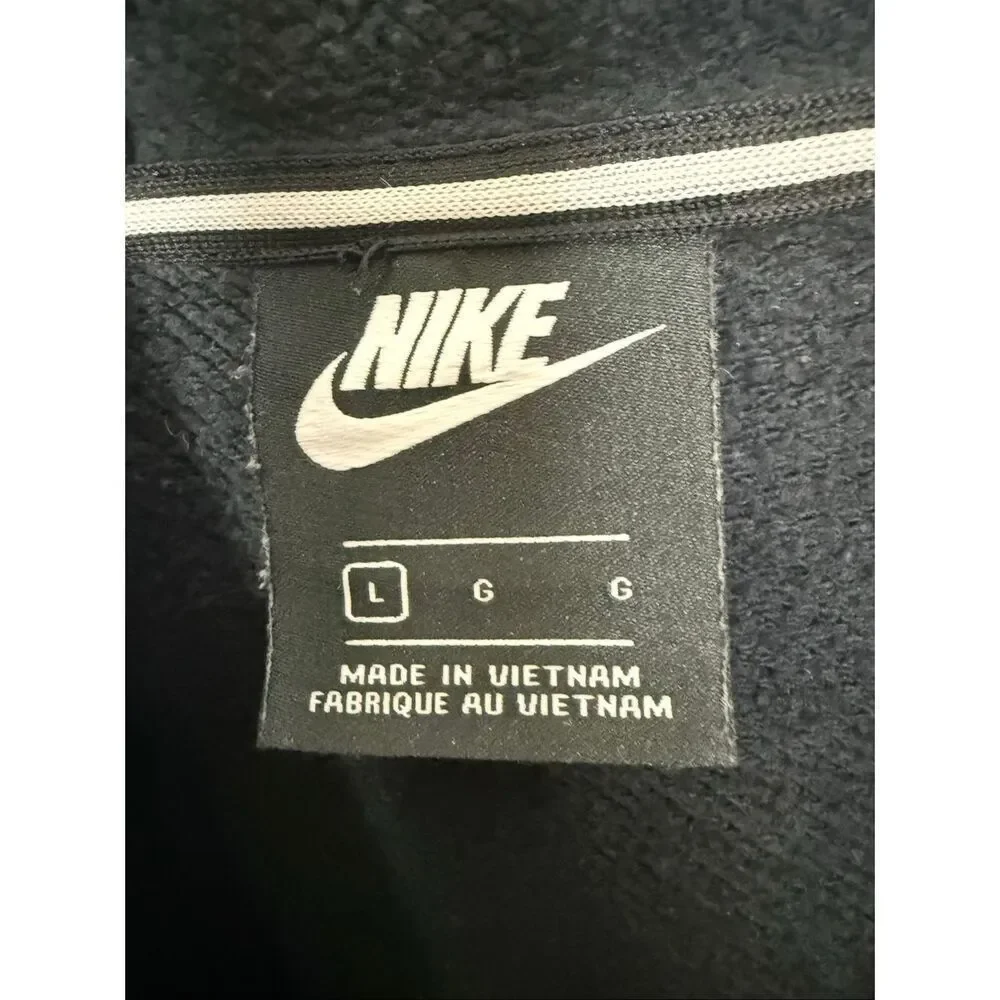 Nike Black Cropped Hoodie Size L Gold Swoosh Logo Athleisure Streetwear